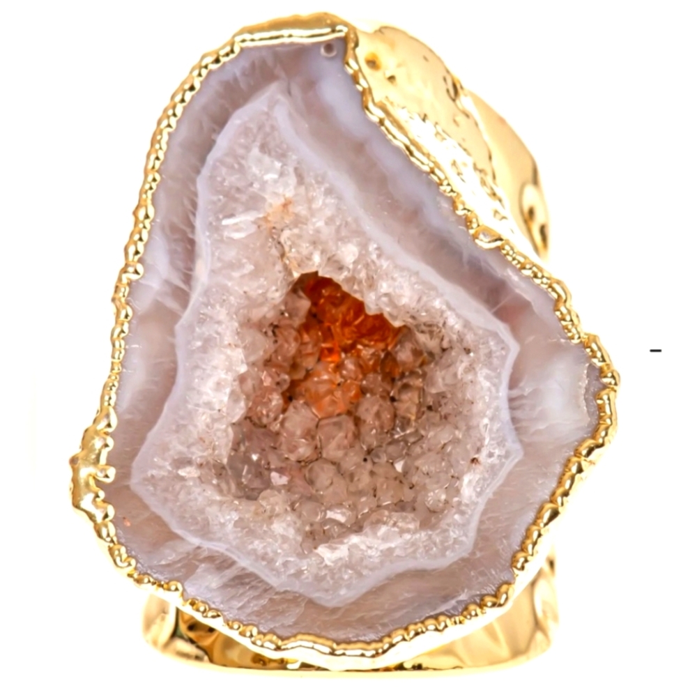 NWT Goldtone Purplish Agate Cigar Ring